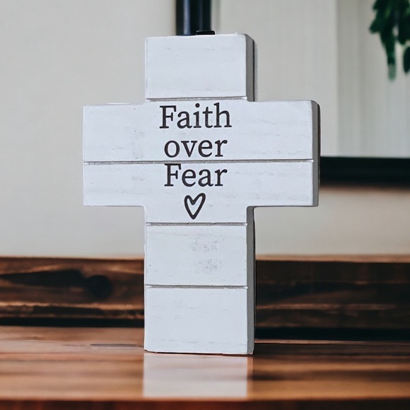 Cross Wall Decor Hanging or Freestanding Religious Home Decor Gift White Black - Picture 14 of 16